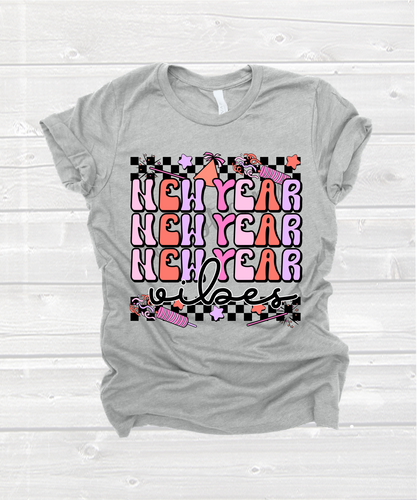 New Year Vibes Stacked Pastel Transfer