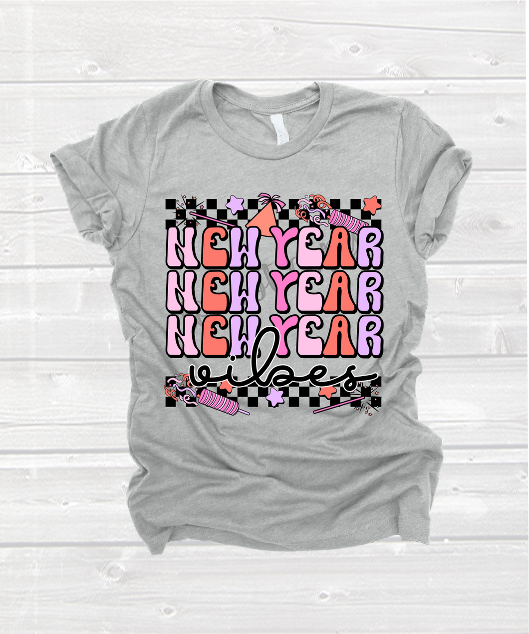 New Year Vibes Stacked Pastel Transfer