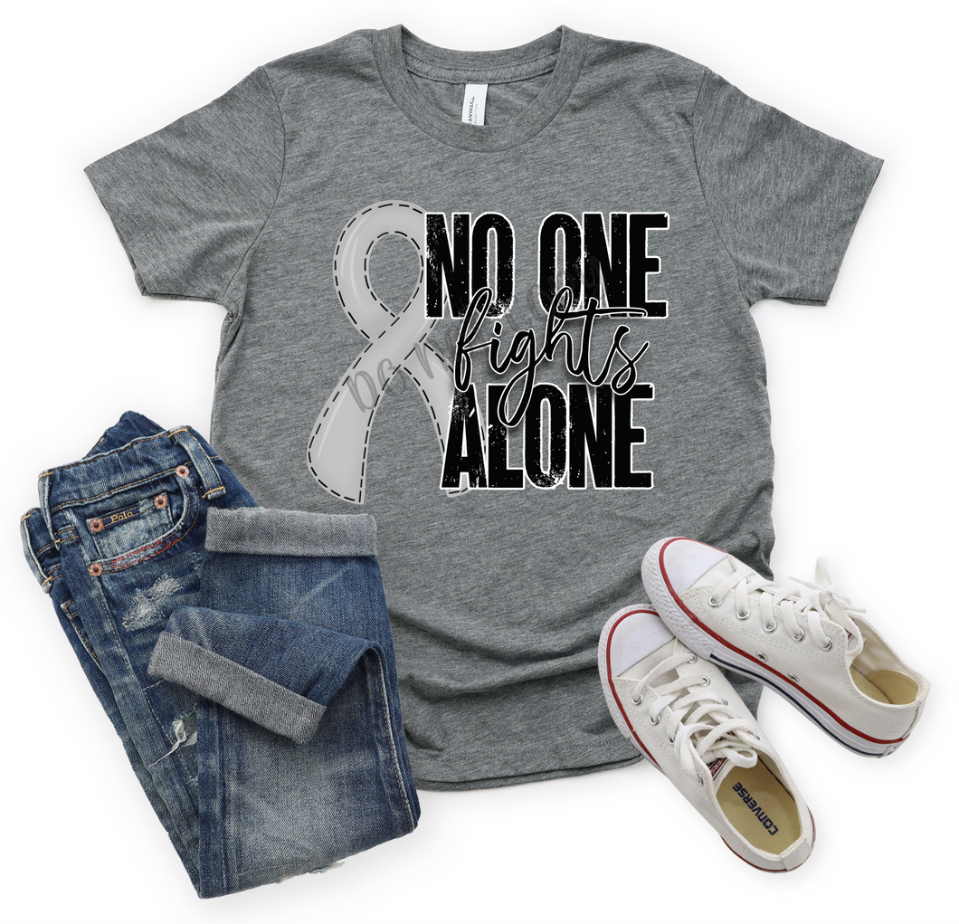 No One Fights Alone Grey Ribbon Transfer