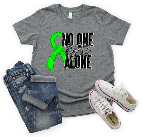 No One Fights Alone Lime Green Ribbon Transfer