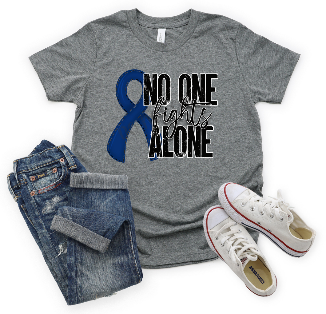 No One Fights Alone Navy Ribbon Transfer