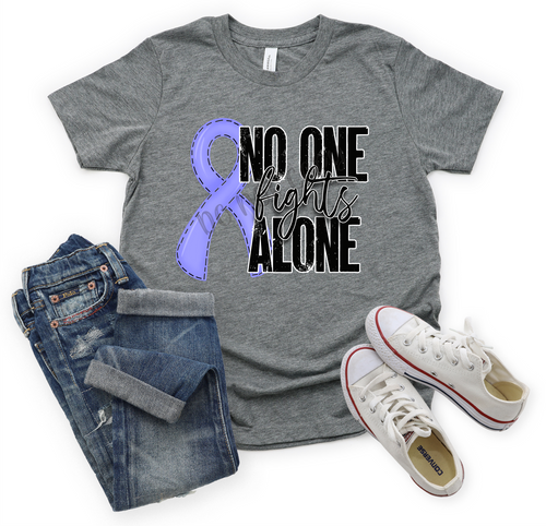 No One Fights Alone Periwinkle Ribbon Transfer