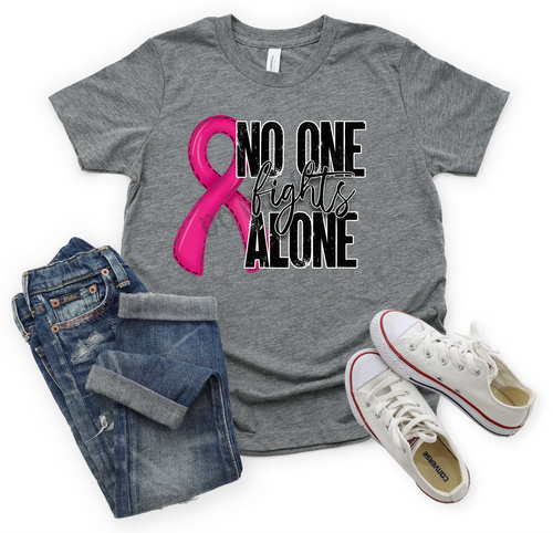 No One Fights Alone Pink Ribbon Transfer