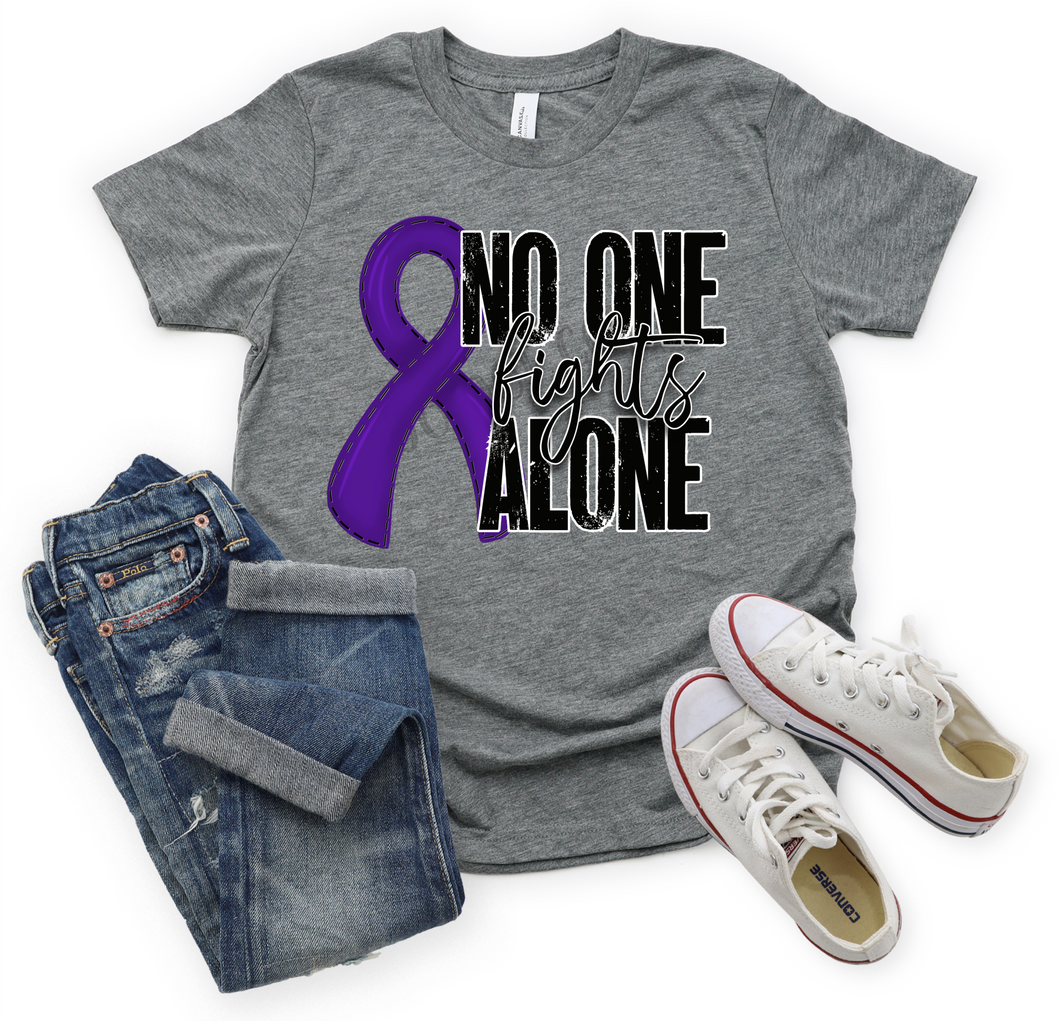 No One Fights Alone Purple Ribbon Transfer