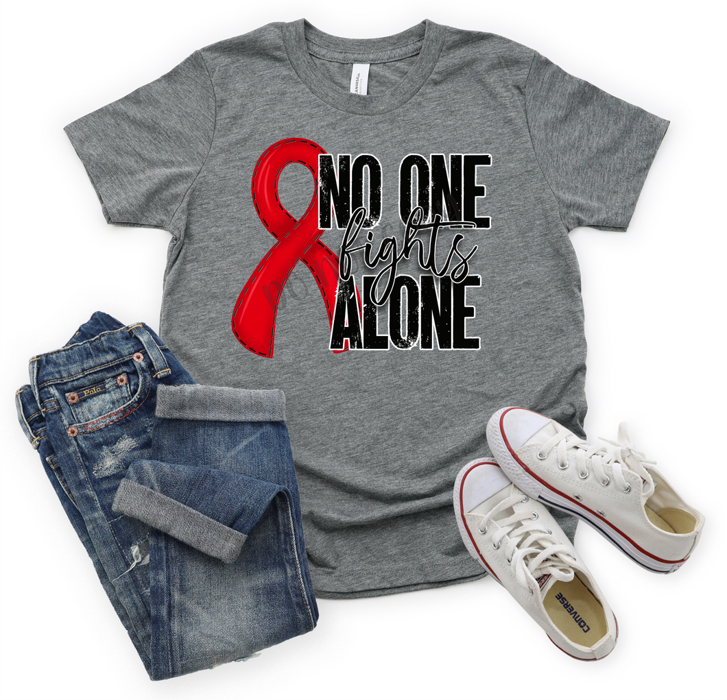 No One Fights Alone Red Ribbon Transfer