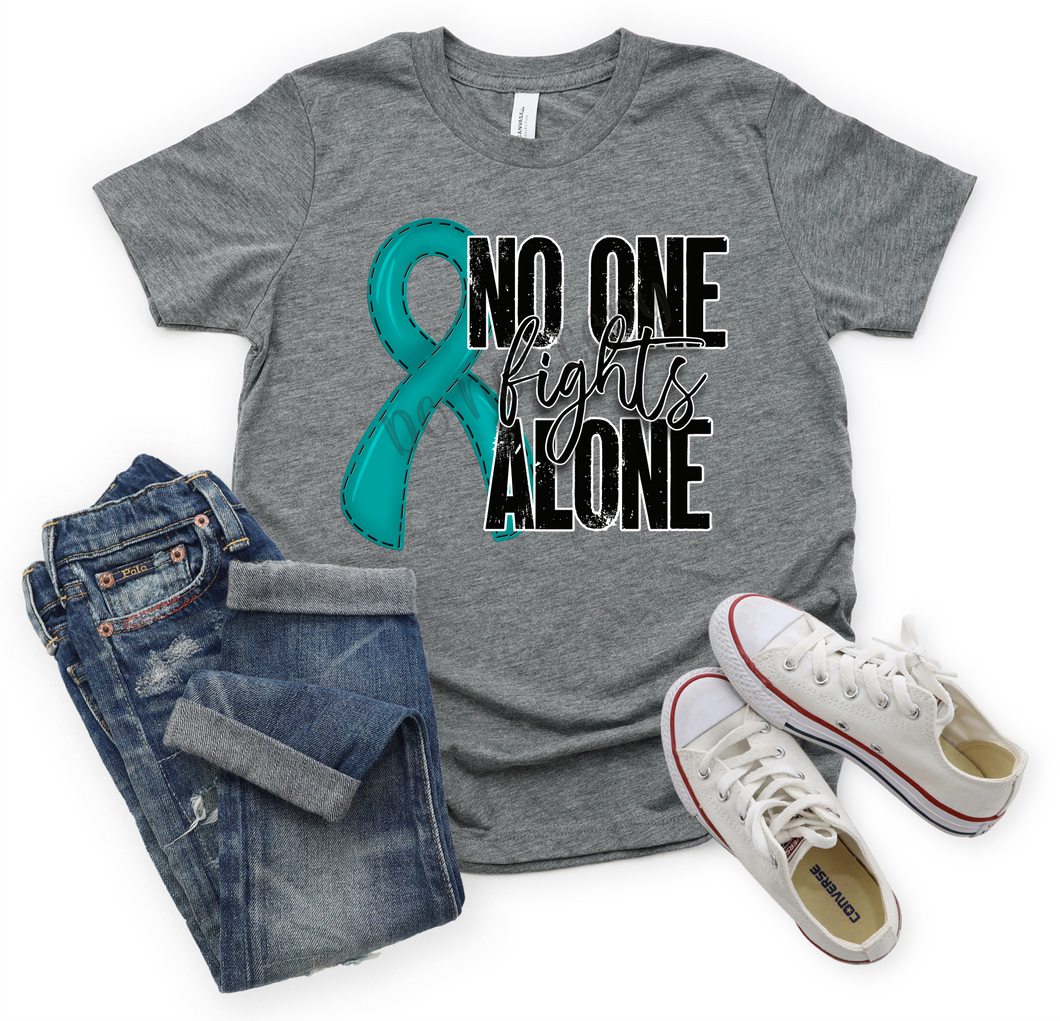 No One Fights Alone Teal Ribbon Transfer