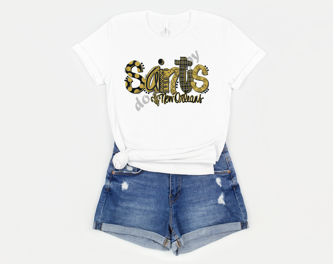 New Orleans Saints Doodle Letters Transfer