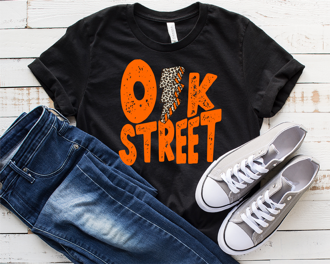 Oak Street Orange Leopard Lightning Bolt