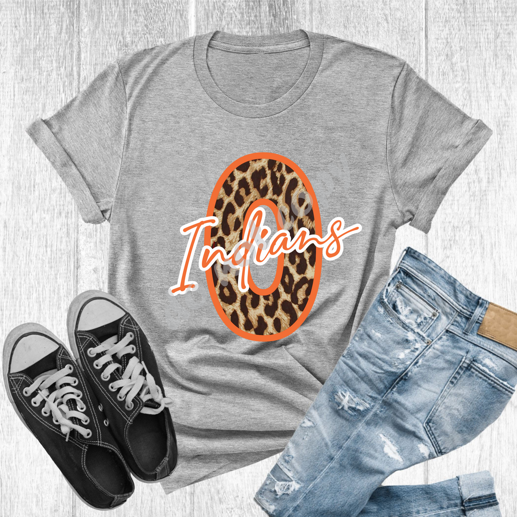 O Indians Orange & Black Leopard Letter