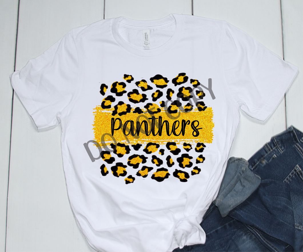 Panthers Black & Gold Leopard Glitter