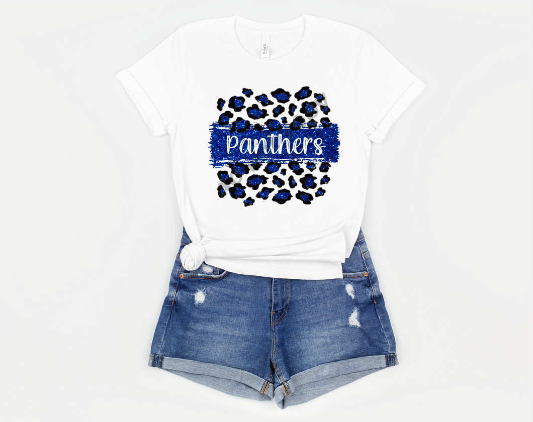 Panthers Blue & White Leopard Glitter