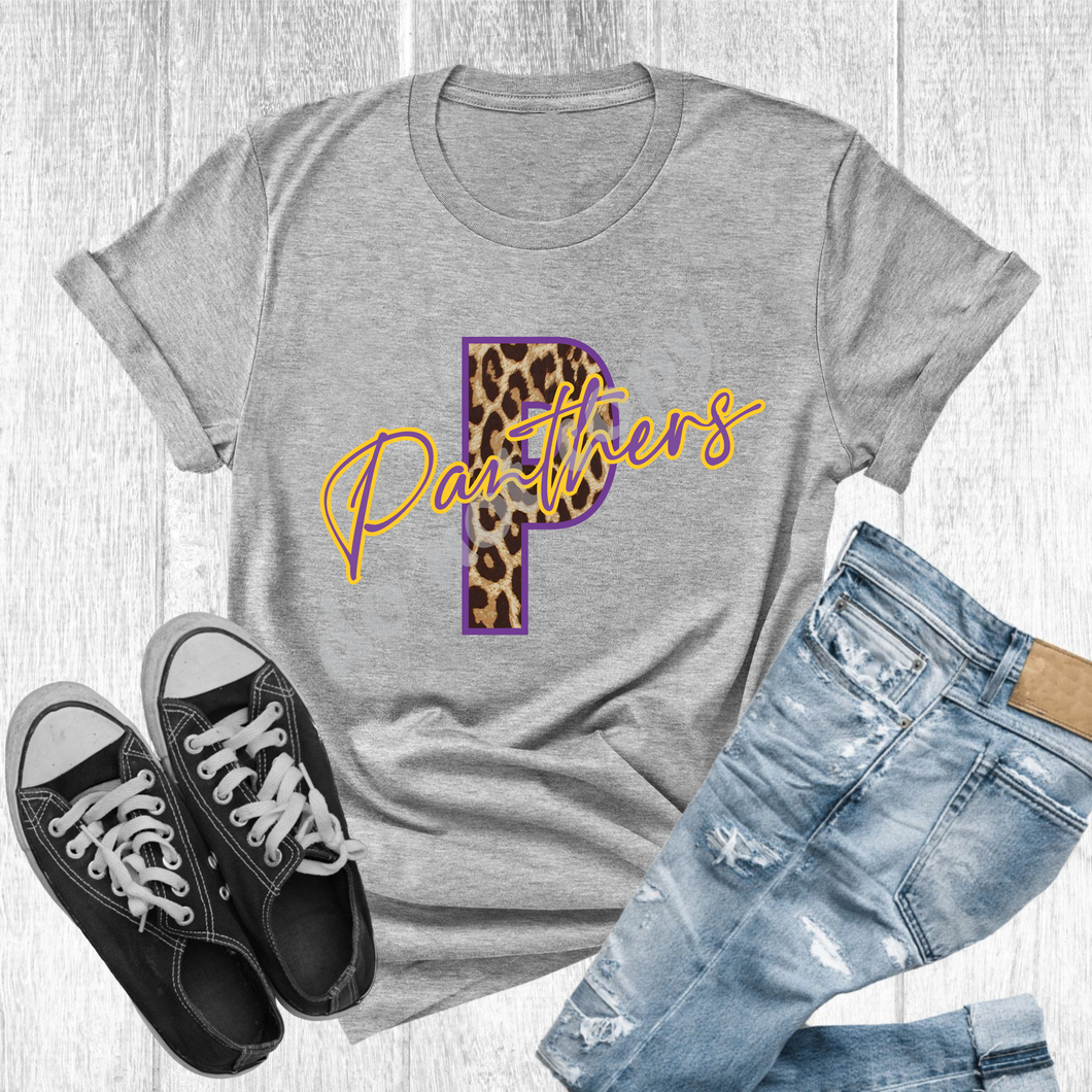 Panthers Purple & Gold Leopard Letter