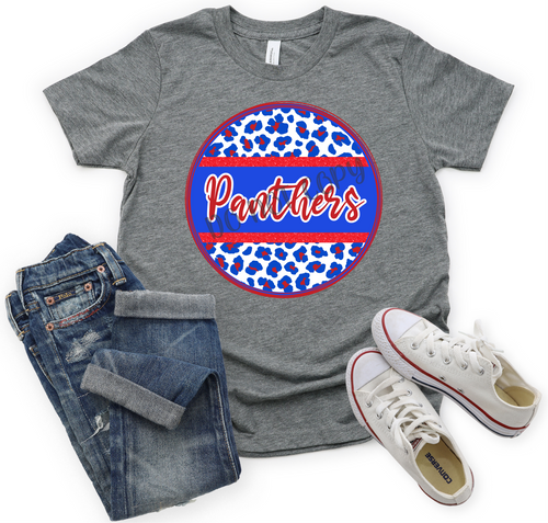 Panthers Red White Blue Leopard Circle