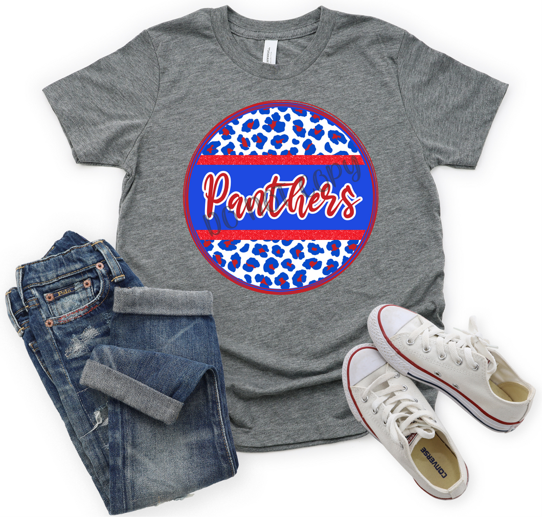 Panthers Red White Blue Leopard Circle