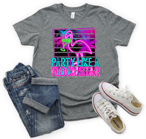 Party Like A Flockstar Neon Flamingo