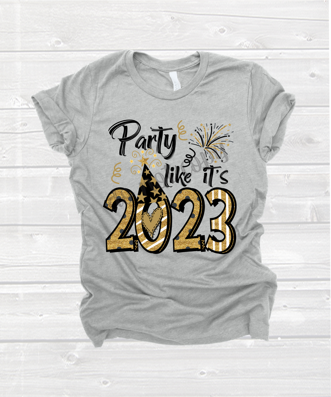 Party Like It's 2023 Black and Gold Transfer