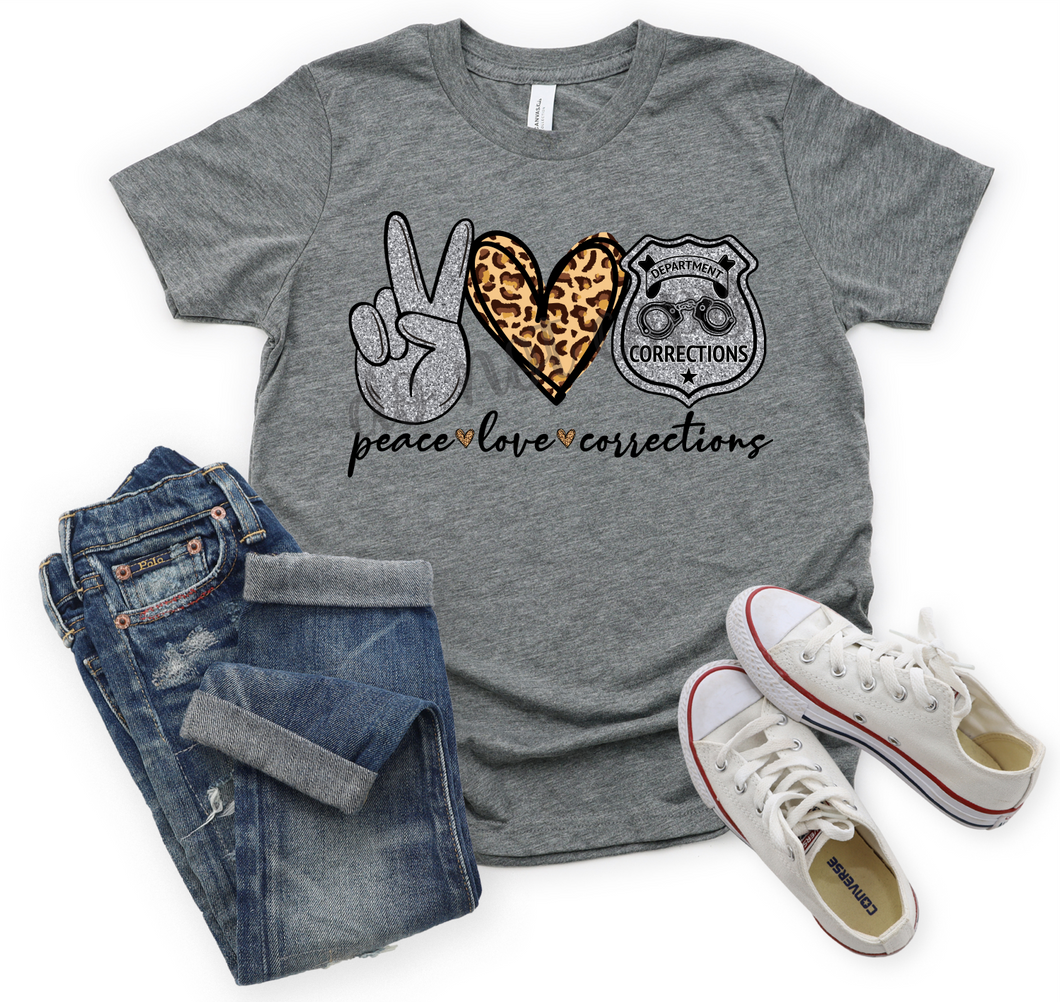 Peace Love Corrections Leopard & Glitter Transfer