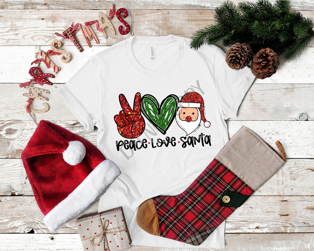 Peace Love Santa Glitter Transfer