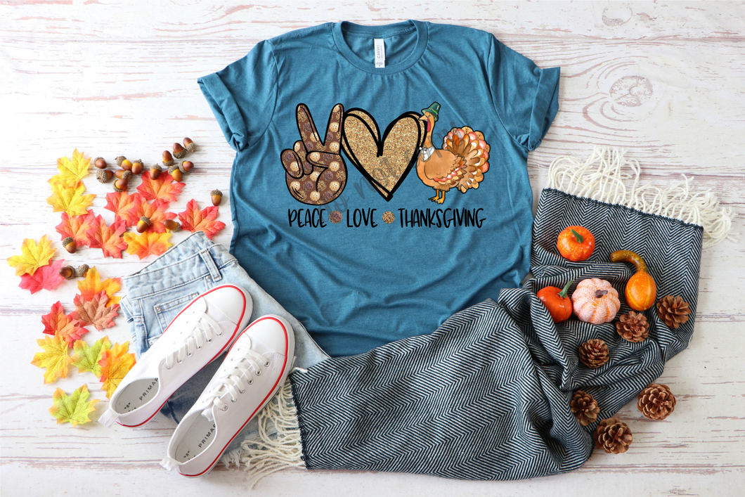 Peace Love Thanksgiving Turkey Transfer