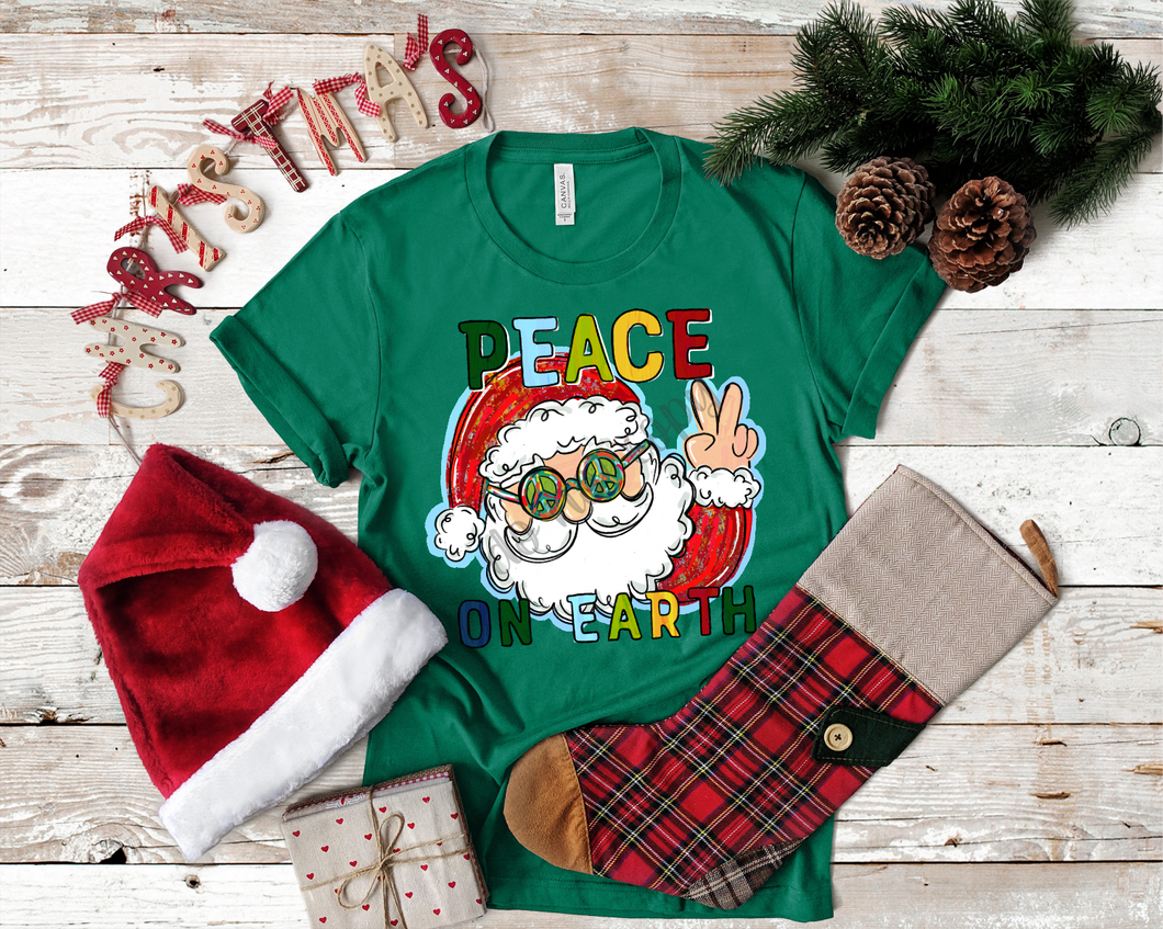 Peace On Earth Santa With Glasses Transfer