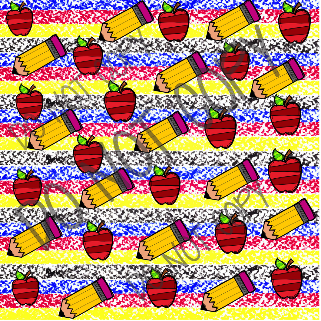 Pencils & Apples School Background 12x12