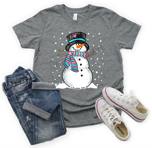 Pink & Blue Snowman Transfer