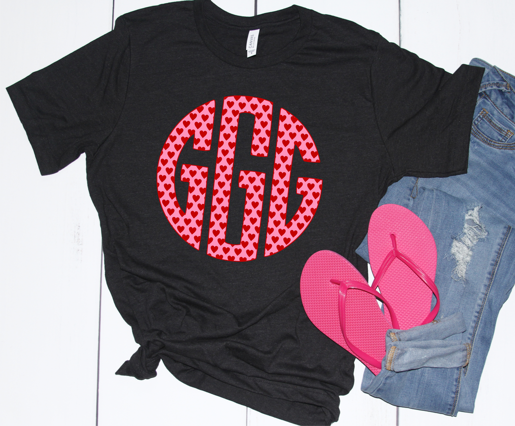 Red & Pink Hearts Monogram