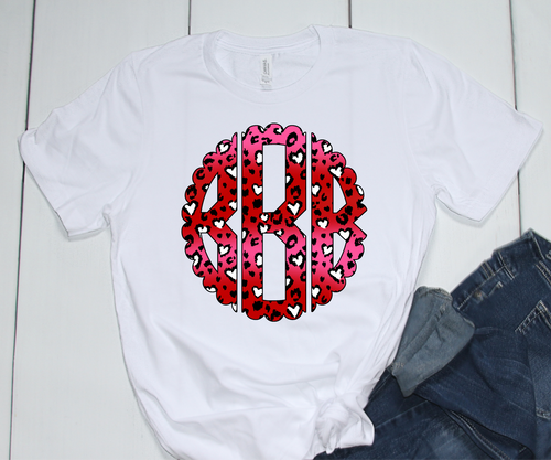 Red & Pink Leopard Monogram