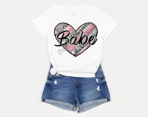Babe Pink Silver Black Leopard Heart Transfer