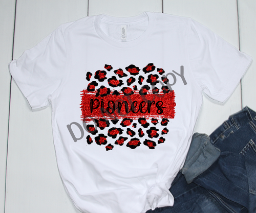 Pioneers Red & Black Leopard Glitter Transfer