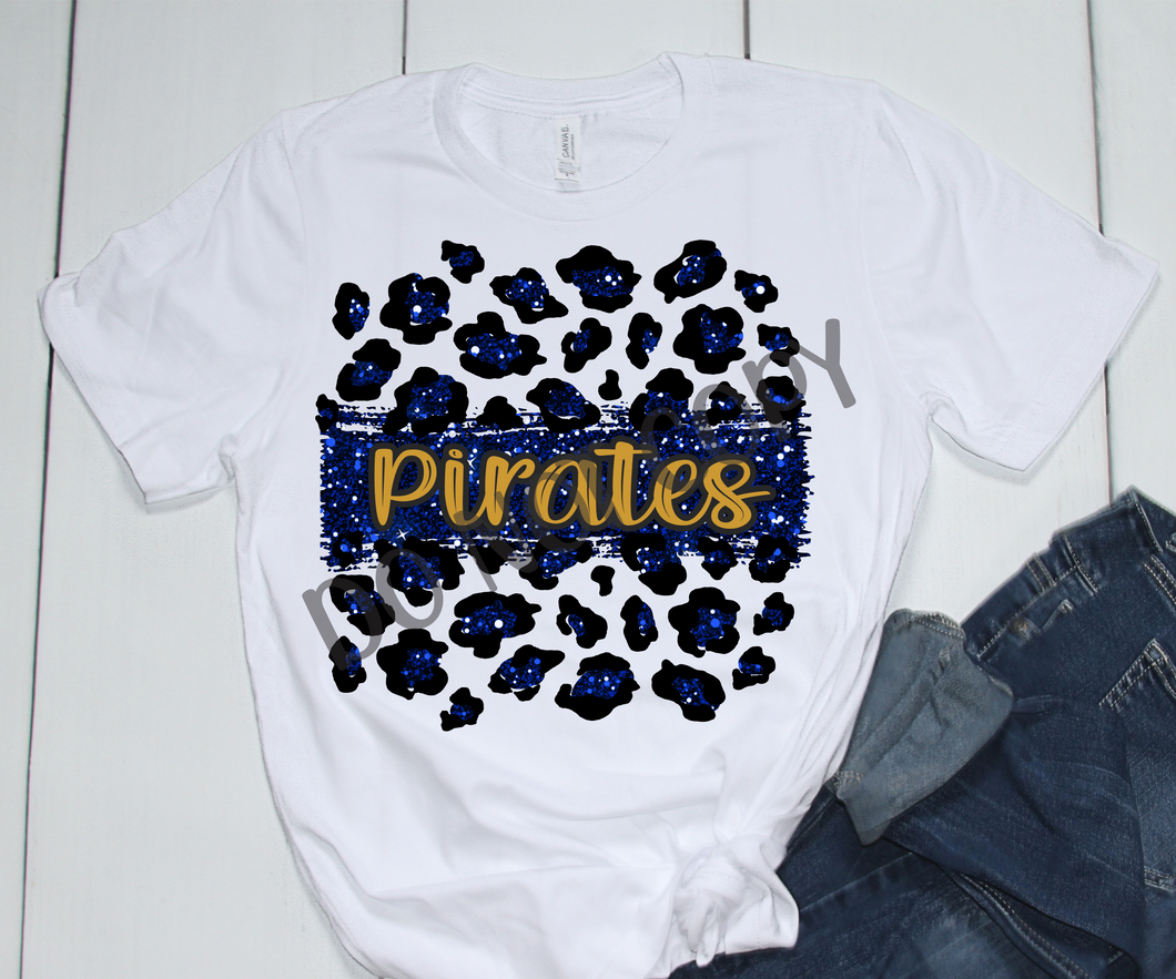 Pirates Navy & Gold Leopard Glitter