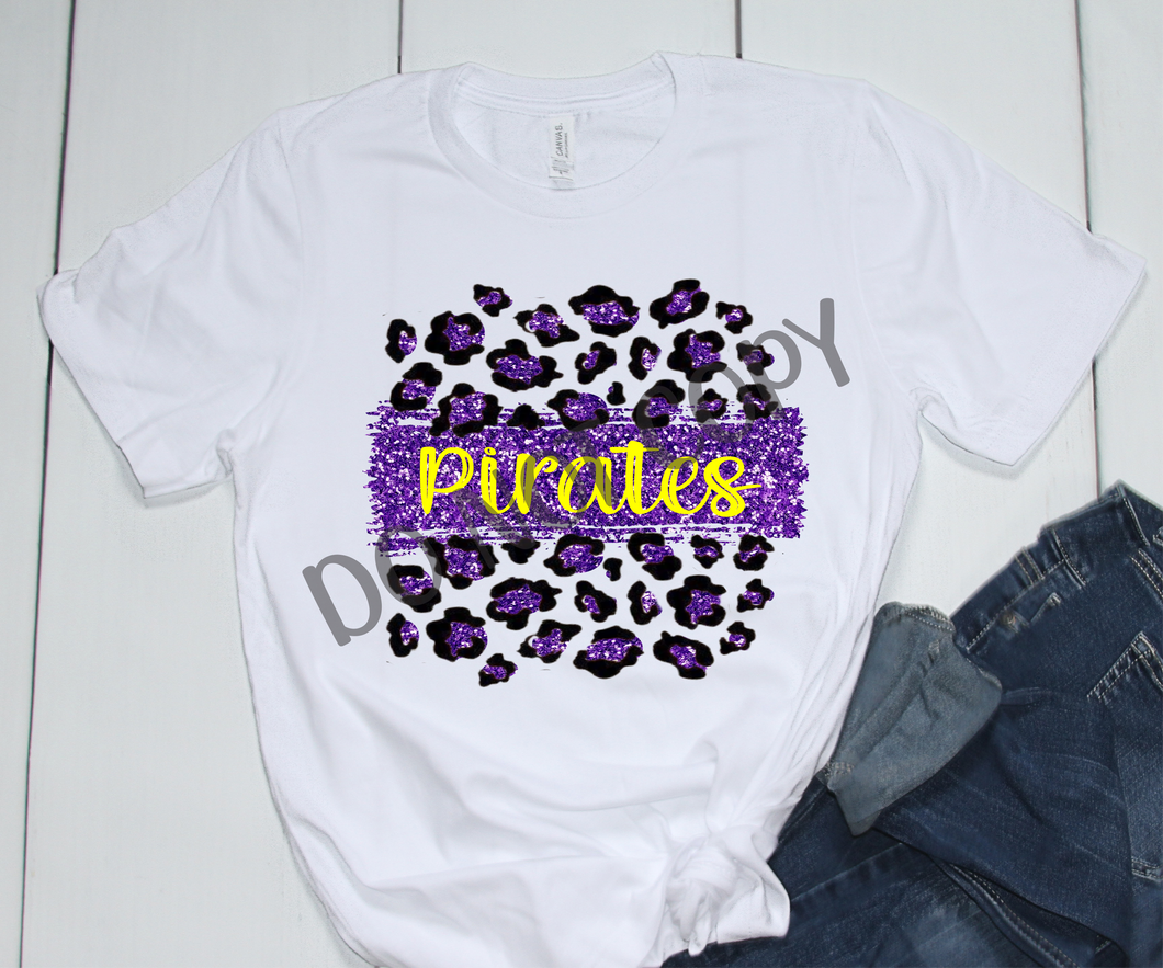 Pirates Purple & Gold Leopard Glitter Transfer