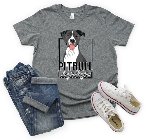 Pitbull Mama Grey & White Transfer