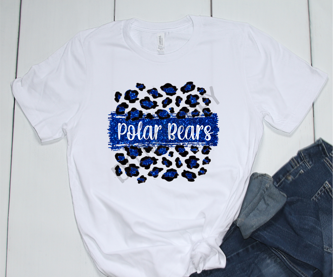 Polar Bears Blue & White Leopard Transfer