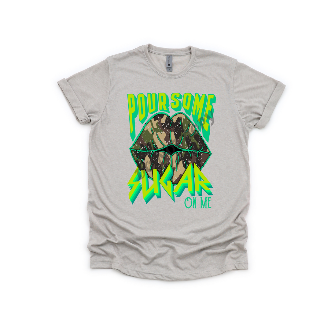Pour Some Sugar on me Camo and Green Lips Transfer