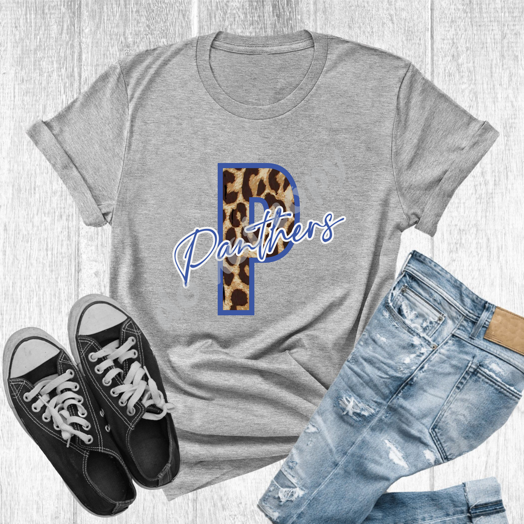 P Panthers Blue & White Leopard Letter