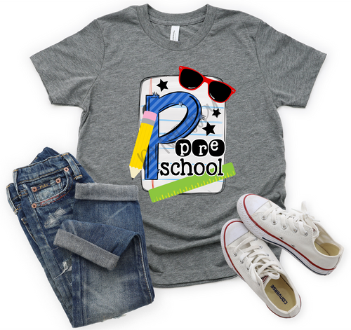 Preschool Blue Stripes Notebook Paper Transfer