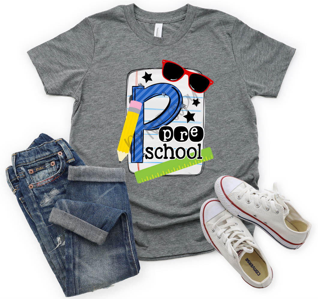 Preschool Blue Stripes Notebook Paper Transfer