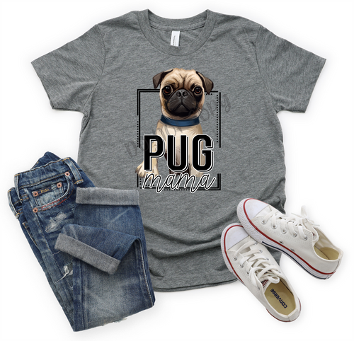 Pug Mama Black & White Transfer