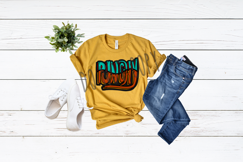 Punchy Western Teal & Burnt Orange Transfer