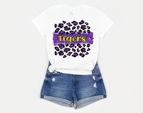 Tigers Purple & Gold Leopard Glitter