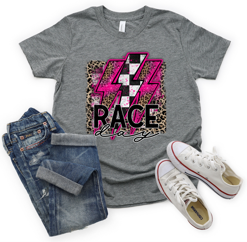 Race Day Pink Leopard With 3 Lightning Bolts Transfer