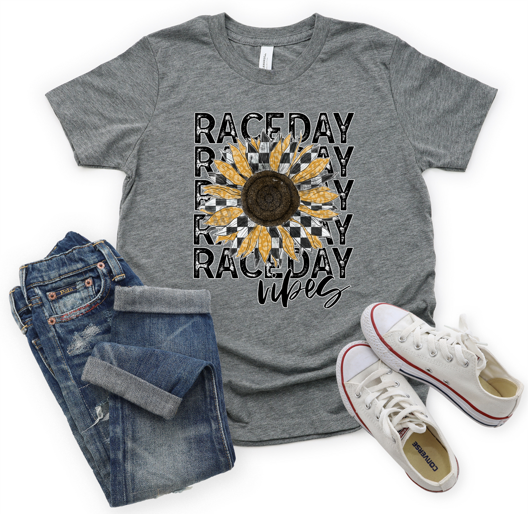 Race Day Vibes Checkered Sunflower Transfer