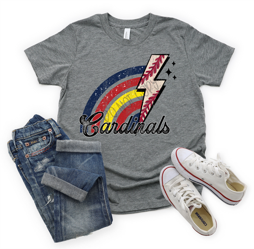 Cardinals Rainbow With Baseball Lightning Bolt