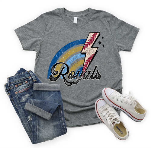 Royals Rainbow With Baseball Lightning Bolt