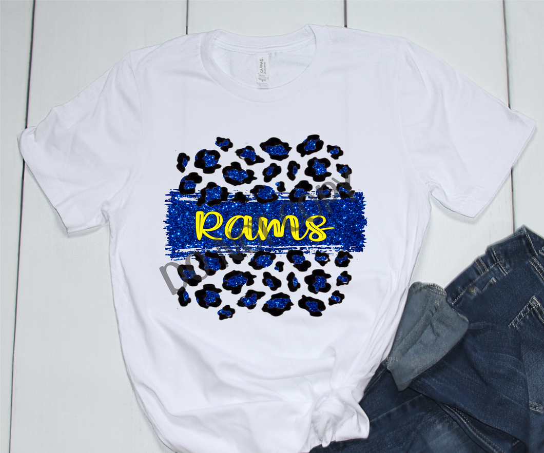 Rams Royal & Yellow Leopard Glitter