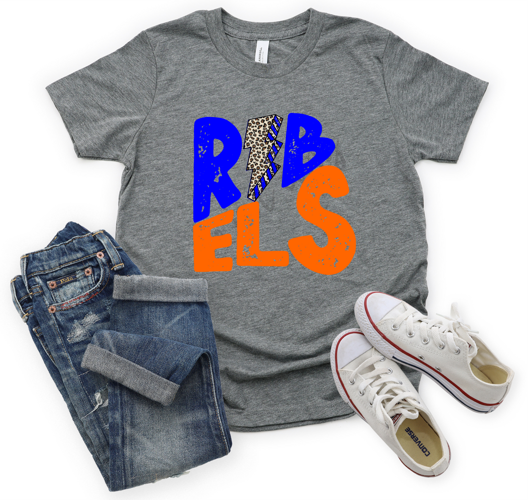 Rebels Blue & Orange Leopard Lightning Bolt