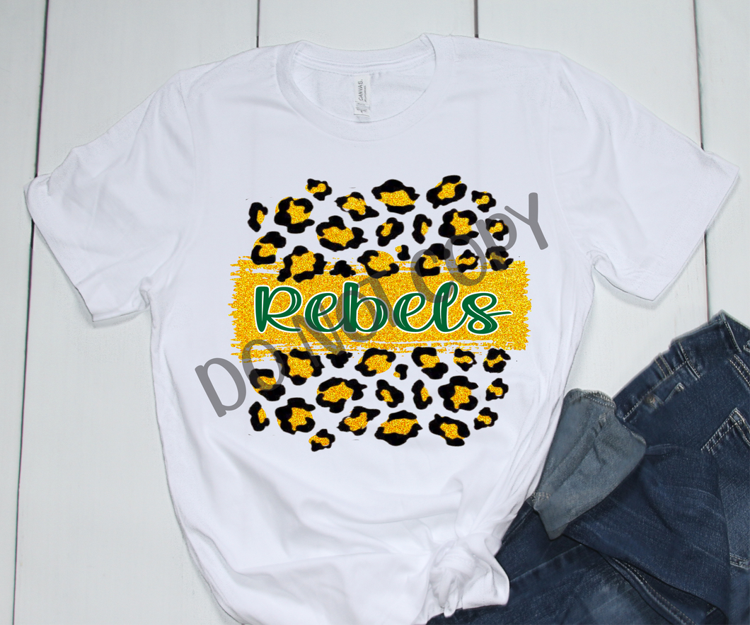 Rebels Green & Yellow Leopard Glitter Transfer