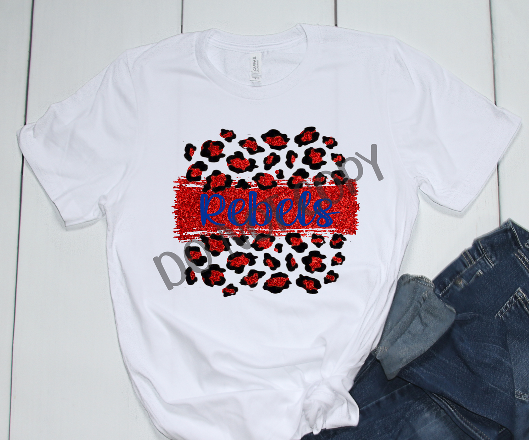 Rebels Blue & Red Leopard Glitter