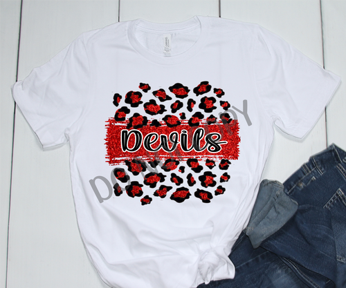 Devils Black, Red and White Leopard Glitter